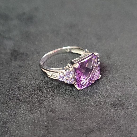 EFFY 14K White Gold Amethyst/Tanzanite/Diamond Ring - Size 6 *Pristine* - Picture 2 of 6